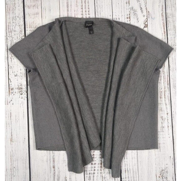 Eileen Fisher Wool‎ Mohair Drape Short Sleeve Cardigan Sweater Vest Gray Size M - Picture 1 of 6